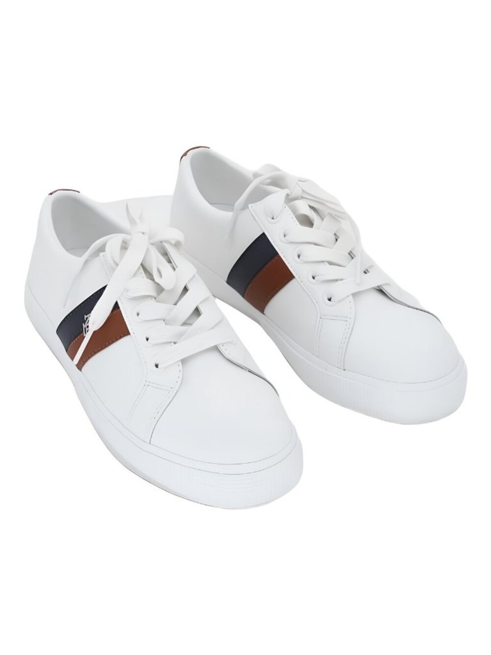 Lauren Ralph Women's Janson Lace Up Sneaker Snow White Lauren Navy Size 6.5M